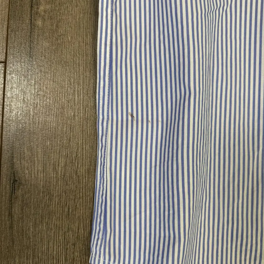 J.Crew Classic Secret Wash Cotton Poplin Shirt Mens M Blue White Striped Button